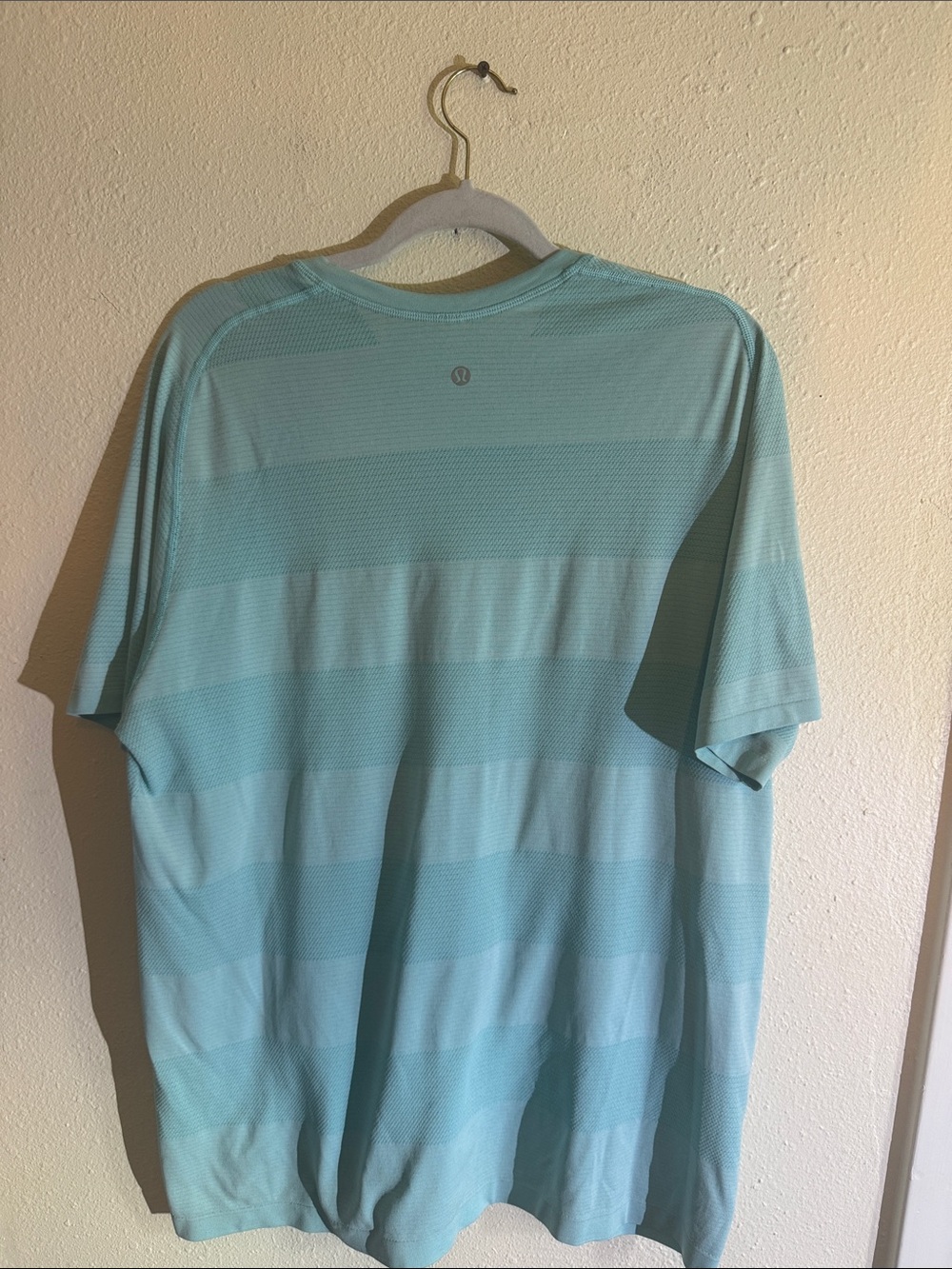 lululemon athletica Men’s Aqua Striped Short-Sleeve Training Tee